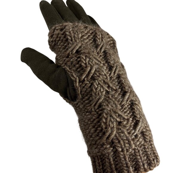 None Accessories - Brown Fitted Gloves With Knitted Crochet Soft Liner Functional & Stylish Designe